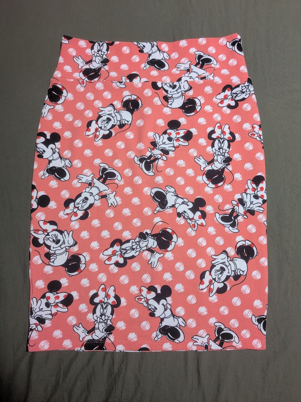 Coral Minnie Mouse Print Pencil Skirt - Women